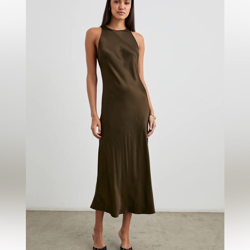 Rails Brown Satin Midi Dress